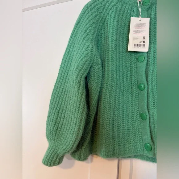 Sézane Emile Cardigan Bright Green - Size XXS - NWT - Picture 4 of 6